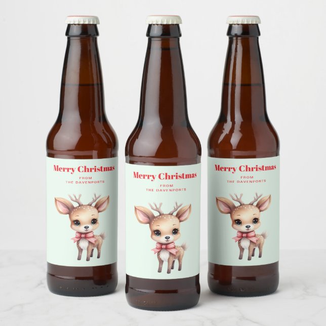 Étiquette Pour Bouteilles De Bière Cute Baby Deer Cartoon Illustration (Bouteilles)