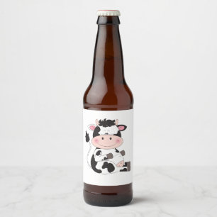 Étiquette Pour Bouteilles De Bière Cute Cow Cartoon