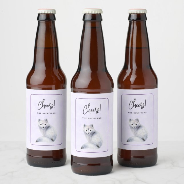 Étiquette Pour Bouteilles De Bière Cute Nordic Fox avec Floral Markings Event (Bouteilles)