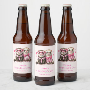 Étiquette Pour Bouteilles De Bière Cute Otter Couple dans Love Valentine's Day