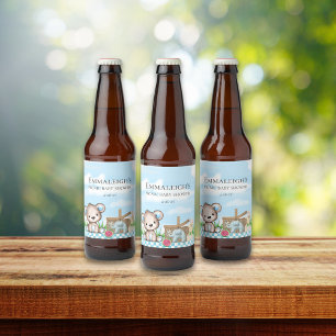 Étiquette Pour Bouteilles De Bière Cute Teddy Bear n Friends Baby shower de pique-niq