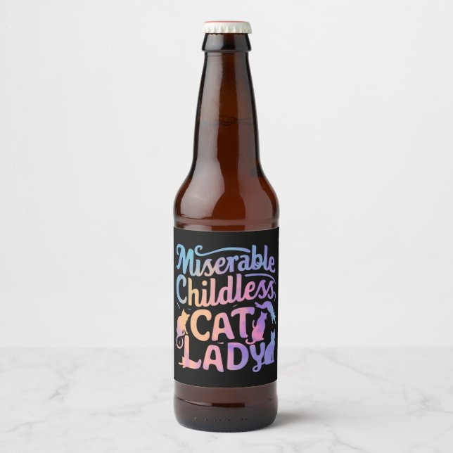 Étiquette Pour Bouteilles De Bière Dame Chaton Sans Enfant Misérable (Devant)