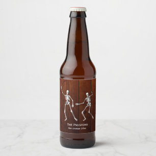 Étiquette Pour Bouteilles De Bière Dancing Skeletons Halloween Bière Étiquette Wood