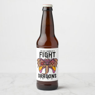 Étiquette Pour Bouteilles De Bière Dans Mon Monde, Je Lutte Contre Les Dragons