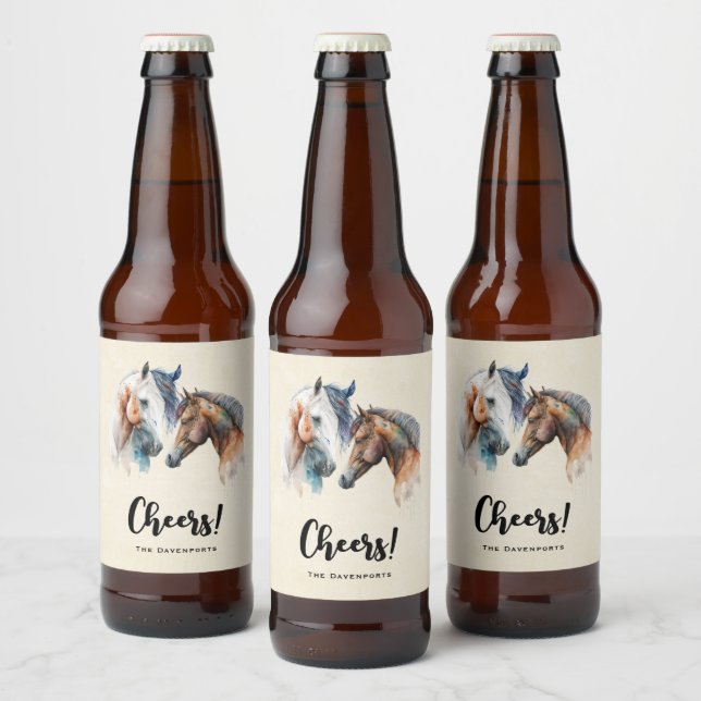 Étiquette Pour Bouteilles De Bière De Beaux Chevaux Style Boho Occidental Bravo! (Bouteilles)