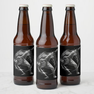 Étiquette Pour Bouteilles De Bière Décor Style urbain Monochrome Motion Art