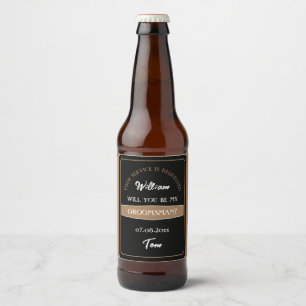 Étiquette Pour Bouteilles De Bière Demande de témoin de mariage élégante