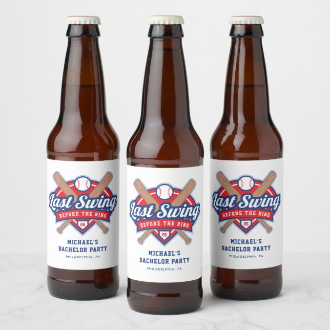 Étiquette Pour Bouteilles De Bière Dernière swing avant le Ring Baseball Bachelor Par (Bouteilles)