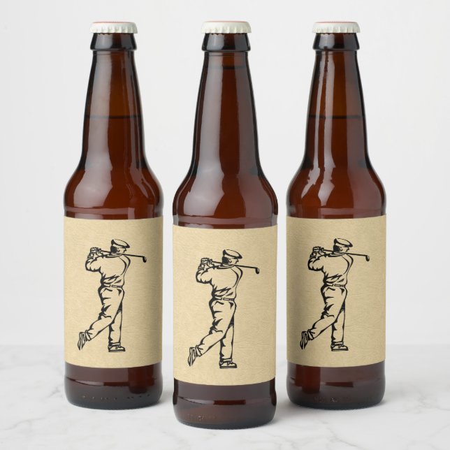 Étiquette Pour Bouteilles De Bière Design de golf en cuir tanné (Bouteilles)
