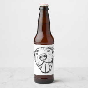 Étiquette Pour Bouteilles De Bière dessin pitbull simple amoureux des chiens noir bla