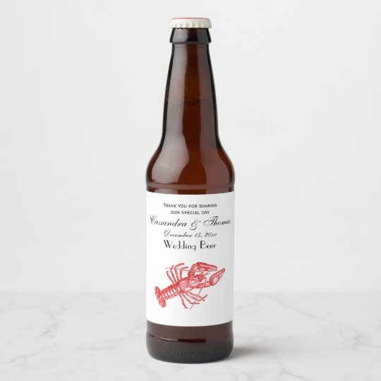 Etiquette Pour Bouteilles De Biere Dessin Rouge Vintage Du Homard 1 Zazzle Fr