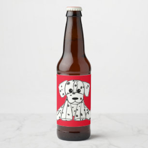 Étiquette Pour Bouteilles De Bière Dessin simple de contour de chien en peluche dalma