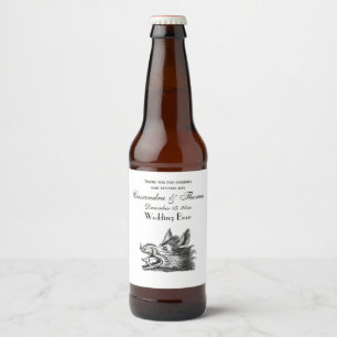 Étiquette Pour Bouteilles De Bière Dessin tête de sanglier vintage en noir et blanc