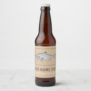 Étiquette Pour Bouteilles De Bière Dessin vintage étrange de poissons
