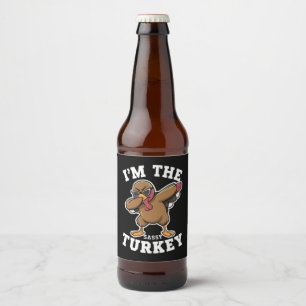 Étiquette Pour Bouteilles De Bière Dinde impertinente assortie à la fête de Thanksgiv