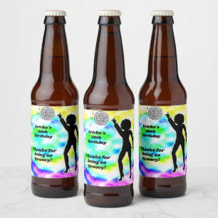 Étiquette Pour Bouteilles De Bière Disco Party Tie Dye Adulte Super fête d'anniversai