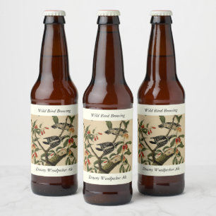 Étiquette Pour Bouteilles De Bière Downy Woodpecker - de Audubon's Birds of America