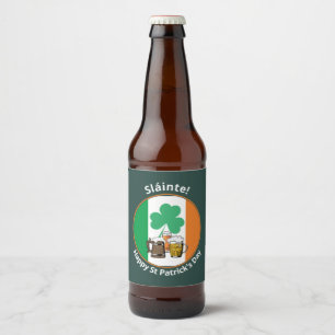 Étiquette Pour Bouteilles De Bière Drapeau irlandais Jour de la Saint Patrick