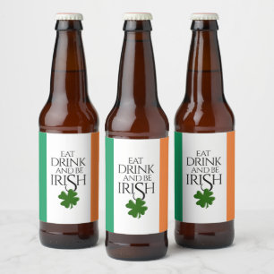 Étiquette Pour Bouteilles De Bière Drapeau irlandais pour boire et être shamrock