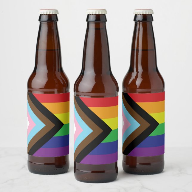 Étiquette Pour Bouteilles De Bière Drapeau progressiste LGBTQIA (Bouteilles)