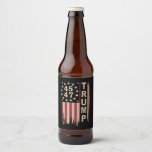 Étiquette Pour Bouteilles De Bière Drapeau Trump 45 47 Vintage Rétro Amérique USA