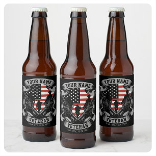 Étiquette Pour Bouteilles De Bière Drapeau USA de Vétéran Américain Personnalisé  