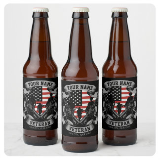 Étiquette Pour Bouteilles De Bière Drapeau USA de Vétéran Américain Personnalisé  