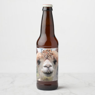 Étiquette Pour Bouteilles De Bière Drôle Alpaca Llama Ne touche pas Je crache