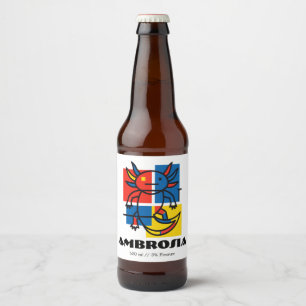 Étiquette Pour Bouteilles De Bière Drôle de motif d'art abstrait Axolotl Piet Mondria