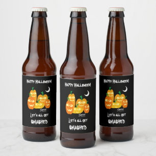 Étiquette Pour Bouteilles De Bière Drôle Halloween Citrouilles ivres