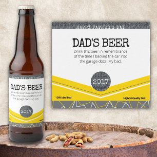 Étiquette Pour Bouteilles De Bière Drôle Jaune Fête des pères Étiquette de bouteille