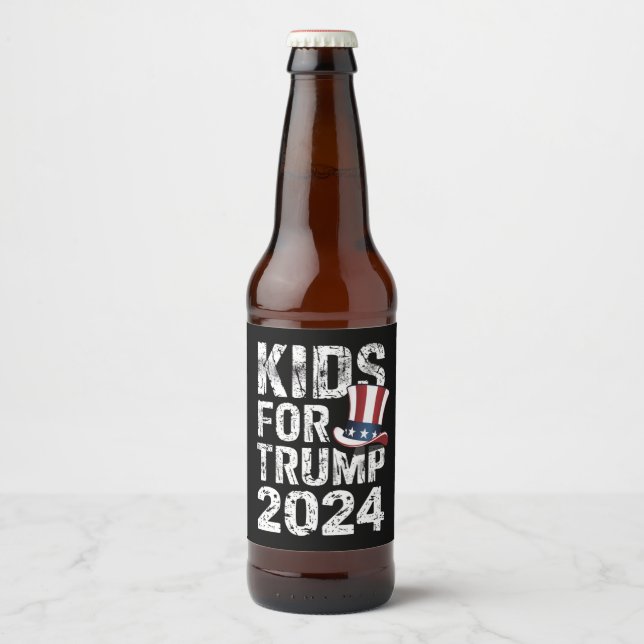 Étiquette Pour Bouteilles De Bière Élection américaine 2024 de Kids For Trump (Devant)