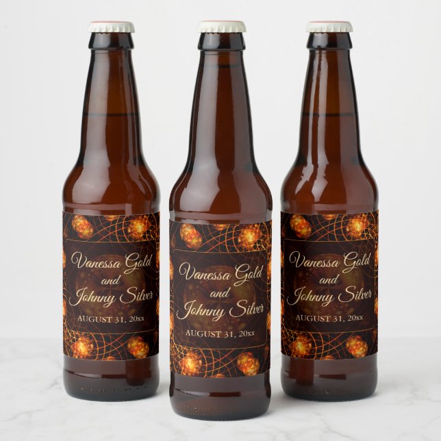 Étiquette Pour Bouteilles De Bière Elegant Classic Boho Modern Gold #901 Wedding (Bouteilles)