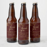 Elegant Gold on Auburn Brown Wedding Thank You