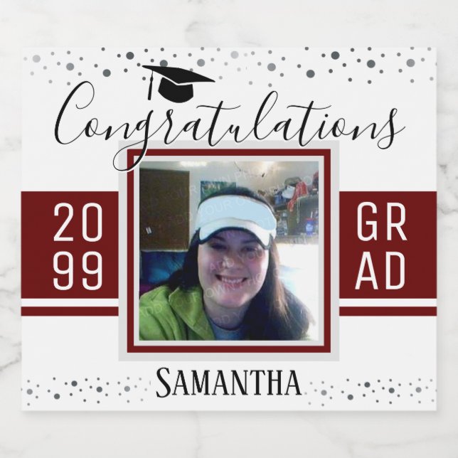 Étiquette Pour Bouteilles De Bière Elégant Graduation Félicitations Photo Vin (Étiquettes simples)