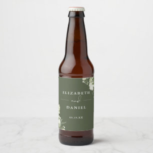 Étiquette Pour Bouteilles De Bière Élégant mariage floral de verdure vert olive