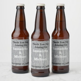 Étiquette Pour Bouteilles De Bière Élégant Mariage invité Argent Stripes Merci