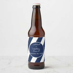 Étiquette Pour Bouteilles De Bière Élégant Mariage Nautique trié - Bleu Marine, Blanc