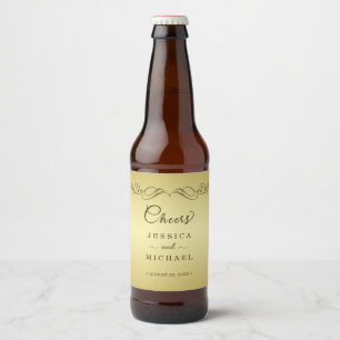 Étiquette Pour Bouteilles De Bière Elégant mariage Ornate Or Luxury