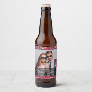 Étiquette Pour Bouteilles De Bière Élégant Rose Rustic Mariage Étiquette de bière