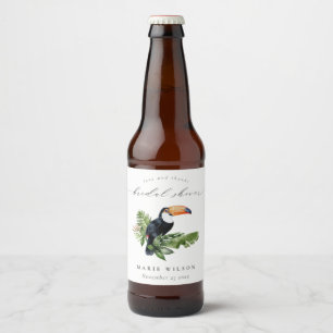 Étiquette Pour Bouteilles De Bière Élégante Fête de Mariage de Toucan de la Forêt Tro