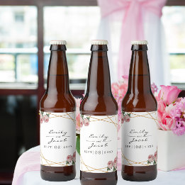 Étiquette Pour Bouteilles De Bière Elégante Parties scintillant or Mariage floral ros