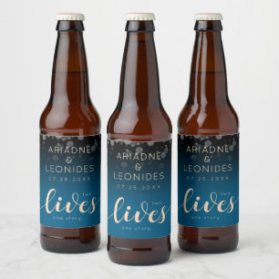 Étiquette Pour Bouteilles De Bière Elégante Pêche Océanique Bleu Mariage Un Nouveau C