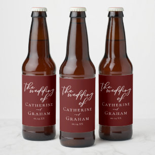 Étiquette Pour Bouteilles De Bière Élégante typographie bourguignonne Mariage du soir