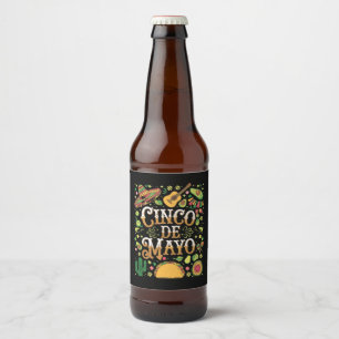 Étiquette Pour Bouteilles De Bière Éléments de fête mignons de la fête Cinco De Mayo