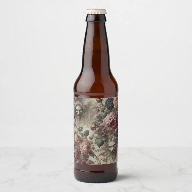 Étiquette Pour Bouteilles De Bière Elle a des griffes - Gothique Floral (Devant)