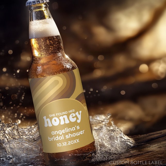 Étiquette Pour Bouteilles De Bière Elle a trouvé son miel - Réception de mariage rayu (Custom Party Beer Label - Wedding Anniversary)
