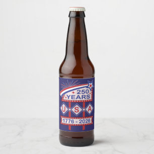 Étiquette Pour Bouteilles De Bière Enseigne de marquise rétro USA 250e anniversaire 1