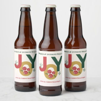Étiquette Pour Bouteilles De Bière Enveloppé de joie, noué avec un joyeux Noël