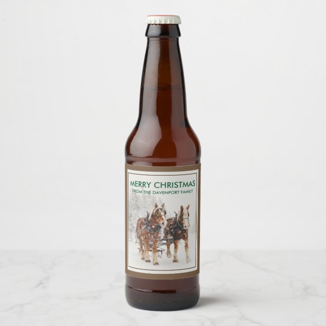 Étiquette Pour Bouteilles De Bière Équipe de Belgique de cheval Wintery Christmas Sce (Devant)